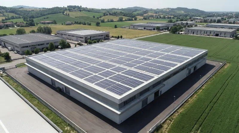 Capannone industriale con impianto fotovoltaico sulla copertura
